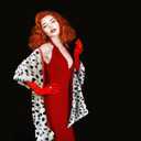 Halloween Costume Women, Halloween Costume for Women with Dalmatian Shawl Coat, 1920s Red Gloves and Long Plastic Holder