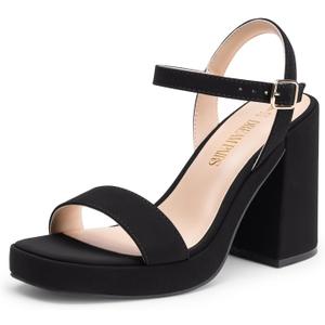 DREAM PAIRS Heels for Women Block Chunky Platform High Heels Open Toe GISELLE Fashion Wedding Party Evening Prom Dance Ankle Strap Dress Pump Sandals Shoes (6.5, Black-nubuck)