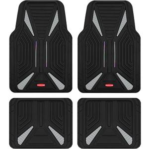 Rubbermaid Car Mat Full Set, Universal Trim-to-Fit Heavy-Duty Car Floor Mats 4-Piece Set for All Weather Protection Durable Rubber Mat for Cars, Trucks, SUVs & Vans-Gray