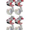 Mr. Pen Packing Tape Dispenser Gun 2-Inch, 4 Pack with 4 Rolls Clear Tape Gun for Packaging Boxes and Moving (Red)