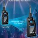 Wireless Guitar System 2.4GHz with 6 Channels 24Bit/48KHz Hi-Res Audio Rechargeable Wireless Guitar Transmitter Receiver for Bass Active Pickup Electric Instruments