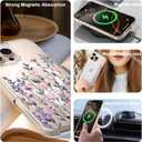 Magnetic for iPhone 16 Pro Max Case [Compatible with MagSafe][with Screen + Camera Protector] Clear Floral Flower Pattern Design, Slim Shockproof Phone Cover for Women Girls