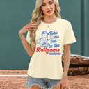 ALLTB Baseball Shirts Women Funny Baseball Mom Shirt Ballgame Graphic Tshirt Game Day Fan Tee Casual Short Sleeve Top (Beige, L)