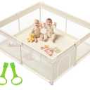 Mloong Large Baby Playpen for Toddler - 6959in Babies Play Pen Playard Active Center Beige