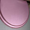 Round Toilet Seat Wood Toilet Seat Prevent Shifting with Zinc Alloy Hinges American Standard Size Toilet Seat Easy to Install also Easy to Clean (Round,Sparkling Pink)