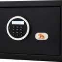 TIGERKING Digital Security Safe Box with LED Light, Small Safe box for Money with Removable Shelf, Lockbox Money Jewellery Important Document Medicines(1.2 Cubic Feet)