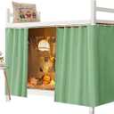 Dorm Home Bunk Nets Bed Curtains Cloth Bed Canopy Blackout Men Women Curtain Shading Nets Breathable Single Sleeper (Green, 1 Panel (45.3 * 78.7IN))