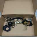 Heavy Duty Front Door Handle Set Matte Black Entrance Handle Classic Front Door Set Single Cylinder Deadbolt and Knob, Half Grip Round Knob Reversible for Right & Left Handed Doors