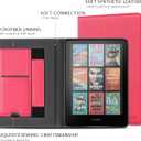 CoBak Case with Stand for Kindle Paperwhite 12th Gen 2024 Released (7") & Kindle Colorsoft Signature Edition - Durable PU Leather Cover with Auto Sleep Wake, Card Slot, Hand Strap Feature, Raspberry