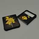 DAIZAG Case for Samsung Galaxy Z Flip3 5G, Gold Flower Rose Butterfly, Cellular Phone Case, TPU, Shockproof, Anti-Scratches, Compatible with Wireless Charging