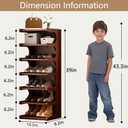 7-Tier Vertical Shoe Rack, Bamboo Free Standing Shoe Rack Shelf, Shoe Storage Stand, Entryway Shoe Tower, Vertical Shoe Organizer for Narrow Closet, Entryway, Hallway, 15.9" x 9.2" x 39"