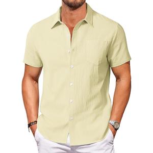 Vssjavun Mens Short Sleeve Button Down Shirts Casual Cotton Shirt Summer Beach Shirts (M)