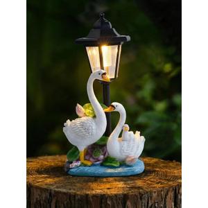 Solar Swan Garden Statues Outdoor, Decorative Swan Yard Decor with Solar Light for Lawn, Patio, Porch and Backyard, Outdoor Swan Decor Garden Gifts