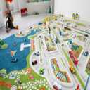 IVI Mini City Thick 3D Kids Play Mat Rug, 71" L x 53" W, Non-Toxic, Stain Resistant, Educational Montessori Activity Toys for Kids, 71L x 52.5W