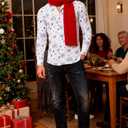 DiBanGu Mens Christmas Dress Shirts for Men Long Sleeve Button Down Xmas Shirts for Party Prom Perform S-3XL (Blue)