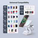 3 in 1 Wireless Charging Station for Apple Multple Devices - Foldable Magnetic Wireless Charger Dock -Travel 18W Charging Pad for iPhone 17 16 15 14 13 12 Pro/Pro Max/Plus/Watch & Airpods All Series (White)