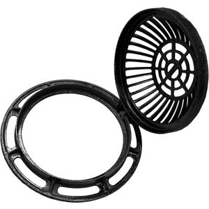 12in Ductile Iron Atrium Drain Grate and Frame,Dome Durable Metal Overflow Relief Gully Dome Grate with Bolted Down Base,Cast Iron Sewage Drain Grates for Garden,Yard,Lawn(Overall Size 14.2")
