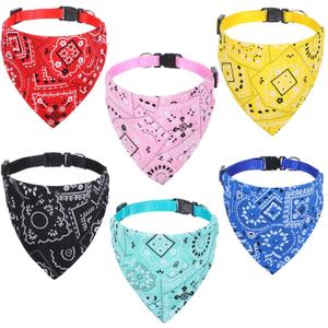 6 Pcs Cat Bandana, Adjustable Pet Bandana Collars for Cats and Small Dogs, Multi-Color Suitable for Neck Circumference 22-30cm for Pets Halloween Christmas Dress Up