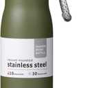 Small Water Bottle 12 oz, Dusgut Insulated Water Bottle, Stainless Steel, Wide Mouth Portable Lid, Army Green