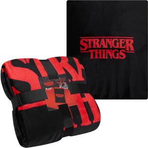 Stranger Things Blanket Throw Bedroom Accessories Fleece Blanket, Hellfire Club Soft Warm Winter Bed Throw 59.06 x 51.18 in Official Merch (Red), One Size