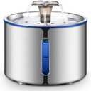 BOORCA Cat Water Fountain, 84oz/2.5L Stainless Steel Pet Water Fountain, Automatic Dog Water Dispenser with Water Level Window, Ultra-Quiet Pump, Perfect for Cats, Dogs and Multiple Pets