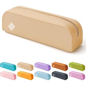ZENO Silicone Pencil Case  Aesthetic Pencil Pouch for Women & Teens  Cute Pen Case, Beige Makeup Bag, Travel Pouch, Small Stationary Organizer  Beige Seashell