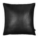 QAWACH Lambskin Leather Pillow Cover - Decorative Sofa Cushion Case - Throw Covers for Living Room & Bedroom, 18" x 18" - Black Croco Pack of 1