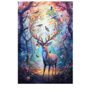 Animal Diamond Painting - Fantasy Elk Art Kits, Full Diamond Decor Aesthetic Round Craft Kit, Colorful Cross Stitch Decoration for Adults Living Room Office Decoration 16x24 Inch Lucky Hope with Frame