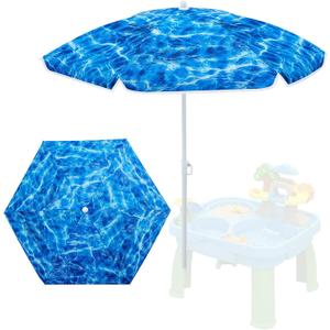 Sweetude Water Table Umbrella (Table Not Included), Kids Seaside Beach Umbrella Picnic Canopy for Summer Toddlers Sand Beach Camping Garden Outdoor Pool Shade Party Supply(Ocean Wave Theme), 47 Inches