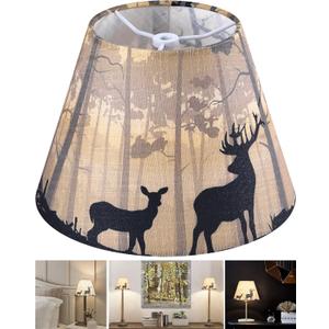 GOSO 9" Small Lamp Shade,Multi-Yellow Deer Lampshade for Table Lamps & Wall Lamps,5" 9" 6.4" (Spider) Bell Vintage & Art Decor Animal Print Lamp Shades Replacemnt for Bedroom/Bedside,1 Pack