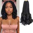 Crochet Hair for Women 10 Inch Crochet Braids Box Braids French Curl Braiding Hair Pre Looped Crochet Hair Short French Curl Crochet Braids with Curly Ends Extensions Braids (1B)