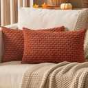 Woaboy Rust Throw Pillow Covers 12x20 Inch Set of 2 Decorative Couch Pillow Covers Farmhouse Soft Corduroy Boho Home Decors for Winter Spring Cushion Bed Sofa Living Room