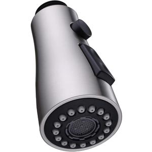 Angle Simple Kitchen Faucet Head Replacement, G 1/2 or 13/16 Inch Male Thread Connector, Tested to NSF/ANSI/CAN 61 & 372, Sink Faucet Sprayer Attachment, Stream Spray and Pause Mode, Brushed Nickel