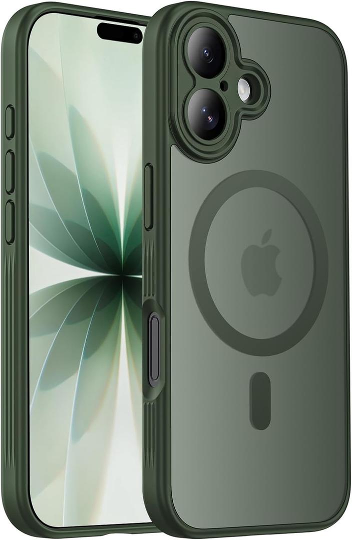 Symcele Designed for iPhone 17 Case, Compatible with MagSafe, [Camera Protection] [15FT Military Droptection] Shockproof Translucent Matte Anti-Slip Phone Case, 6.3", Alpine Green
