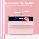 KENKE for iPad Pro 11 Inch Case 4th/3rd/2nd Generation 2022/2021/2020 Magnetic Attachment 2nd Pencil with Right Side Pencil Holder Soft Slim PU Cover Auto Wake/Sleep (Pink)