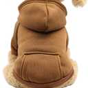 Jecikelon Winter Dog Hoodie Sweatshirts with Pockets Warm Dog Clothes for Dogs Chihuahua Coat Clothing Puppy Cat Custume (Coffee, Large)