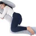 Body Pillow with Cover, 68 Inches Memory Foam Full Body Pillow for Side Sleeper, Long Pregnancy Pillow with Contour Support for Back, Knee, Leg Relief - Medium Grey
