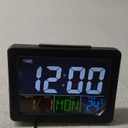 Lancoon LCD Digital Alarm Clock, Color Large Screen with Snooze Function Temperature Week Date Time Simple Battery Supply for Outdoor Students Living Room (Black)