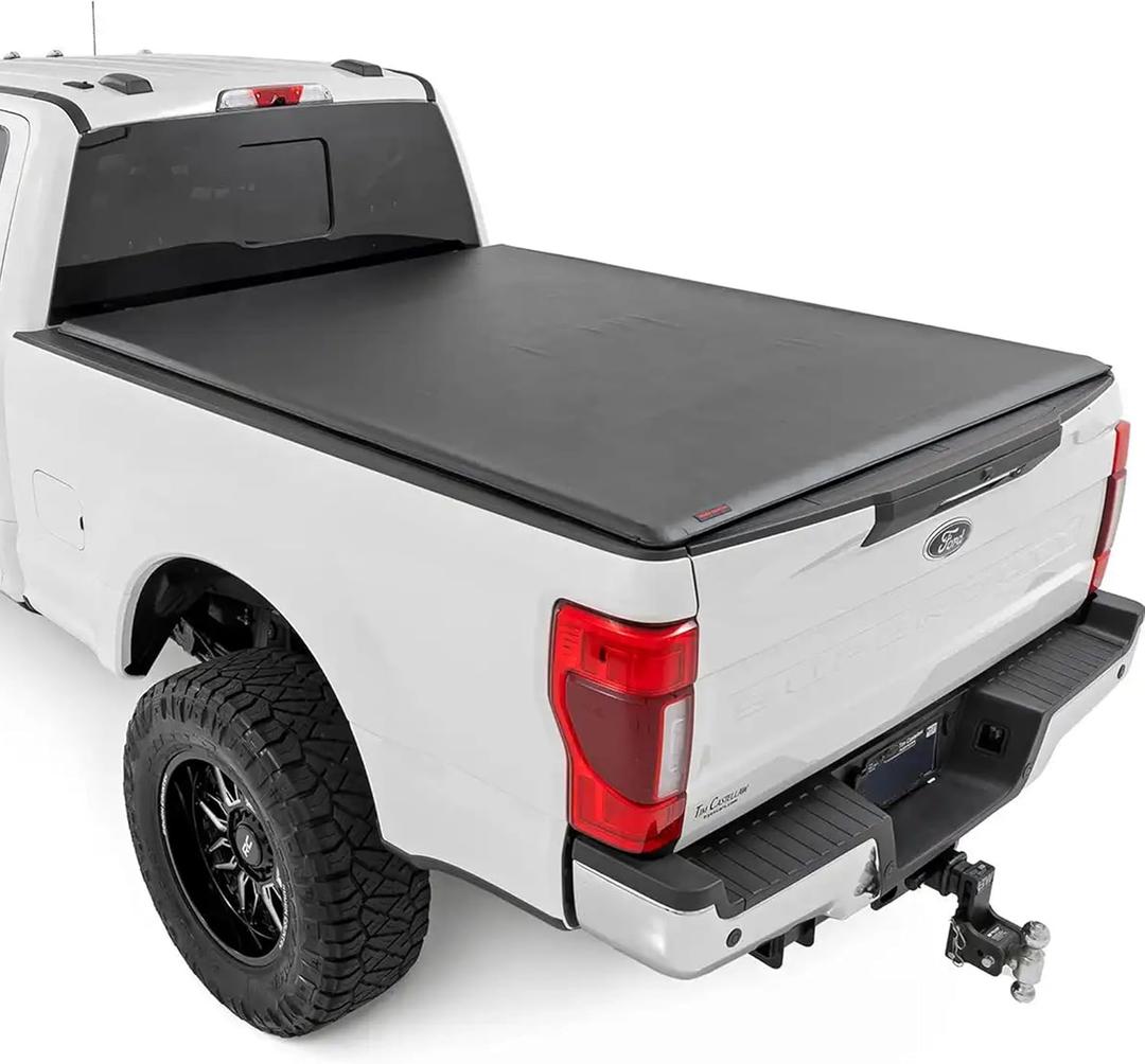 Rough Country Soft Roll-Up Truck Bed Cover for Ford F-150/Lightning & Raptor (2015-2026) - Low-Profile All-Weather Tonneau Cover