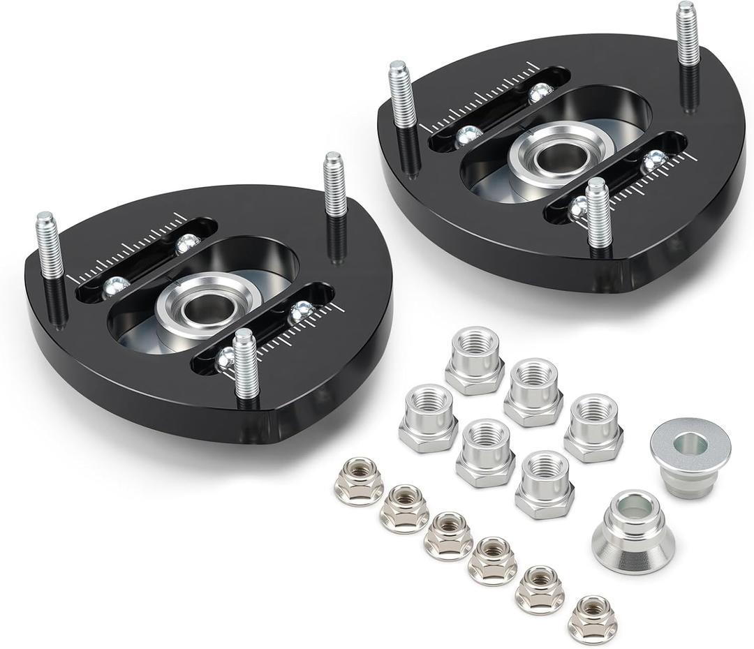 Bevinsee Adjustable Front Camber Plates Compatible with VW Golf MK7 Black