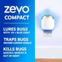 Zevo Compact Flying Insect Trap Kit with Refill Cartridges - Plug-in Indoor Bug Catcher for Gnats, House & Fruit Flies - Blue + UV Light Technology, No Odor, No Mess (1 Plug-in Device + 3 Cartridges)