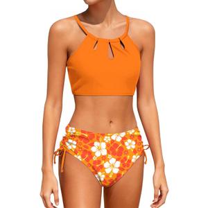 Girls Swimsuit 2 Piece Bathing Suit Tankini Adjustable Straps Cut Out Swimwear Size 9-16Y