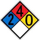 ComplianceSigns.com 12"x12" Plastic NFPA 704 2-4-0-0 Hazard Diamond Placard, Made in the USA