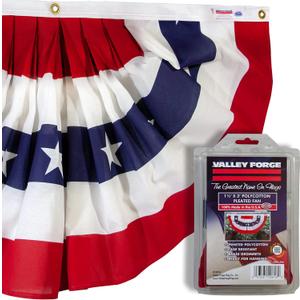 Valley Forge American Fan Flag 1.5' x 3' Polycotton Sentinel 100% Made in U.S.A. Stars and Stripes Bunting Canvas Header Brass Grommets Model PMF