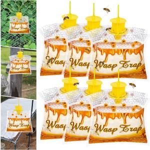 6 Pack Disposable Wasp Traps Outdoor Hanging Carpenter Bee Traps for Outside Yellow Jacket Trap Hornet Trap Wasp Catcher for Bug Flies Patio Garden