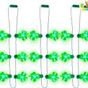 JOYIN 6 Pcs LED Shamrock Necklace Set, Light Up Green Lucky Clover Irish Shamrock Necklaces for St. Patrick's Day Party Favors Decorations Supplies