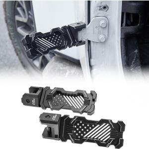 JOYTUTUS 120 CNC Wrangler Foot Pegs Doors Off Compatible with Wrangler JK, JKU, JL, JLU & Gladiator JT 2007 to 2026, Aluminum Exterior Door Hinge Foot Rest Pedals Footrests