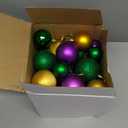 64 Pcs Mardi Gras Christmas Ornaments Glitter Purple Yellow Green Ball Ornament 1.6/1.97/2.4 Inch Assorted Size Plastic Carnival Bulbs Mardi Gras Decoration for Tree Home Indoor Party