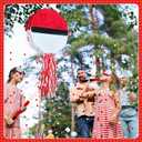 Foldable Red and White Ball Pinata Cartoon Animation Pull String Extendable Piata with Stick Blindfold Confetti for Anime Themed Fiesta Decorations Sports Team Party Video Game Nights Birthday Party