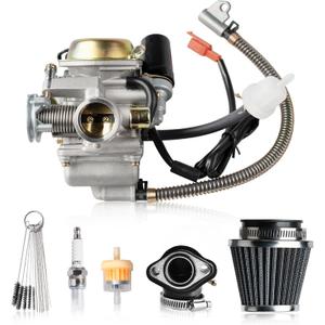 GY6 150cc Carburetor Kit with PD24J Carb, Fits 125cc 4-Stroke Engines 152QMJ 157QMJ, Compatible with Motorcycle Scooter ATV Go Kart Moped Performance Part